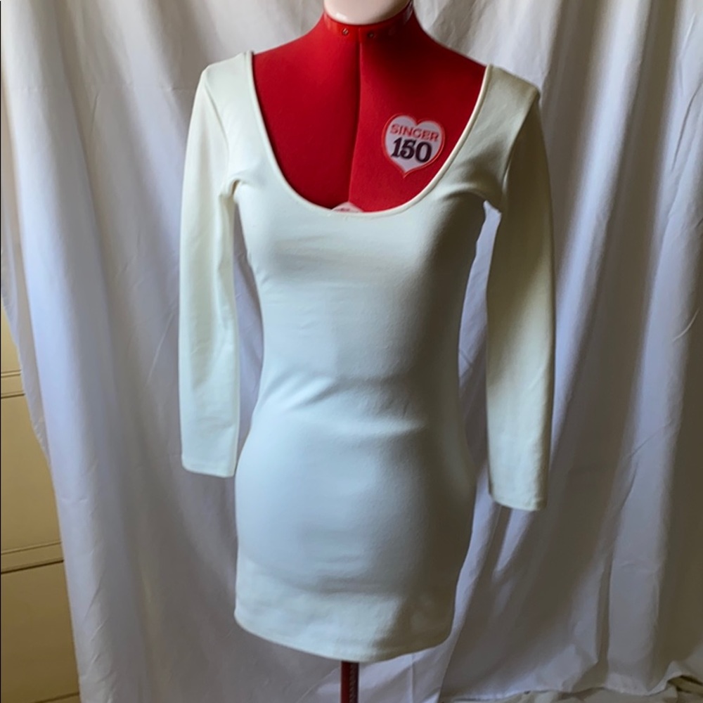 nastygal scoop neck low back white dress sz s